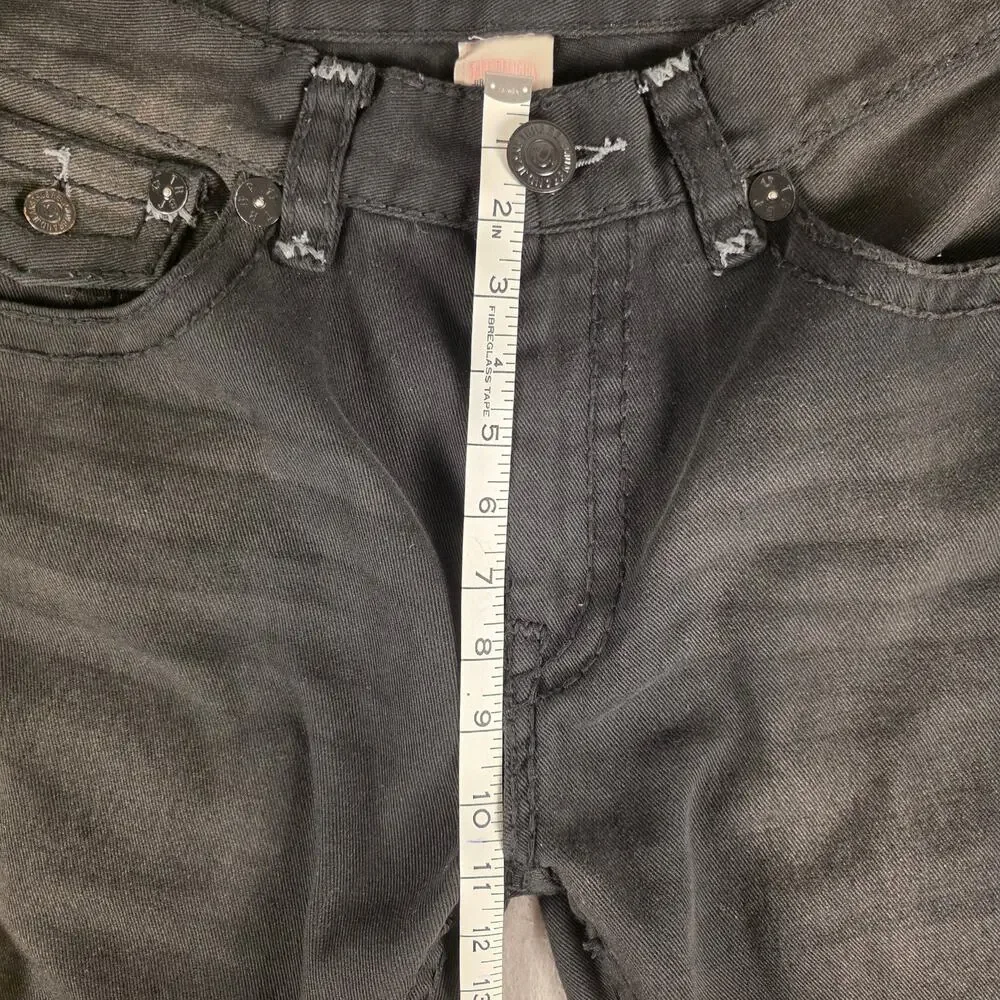True Religion Ricky Super T Jeans 36x32 Wounded Fox Black Red Stitch USA